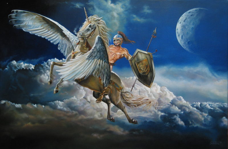 Ölgemälde Himmelsstürmer, Wolken-Fantasymotiv