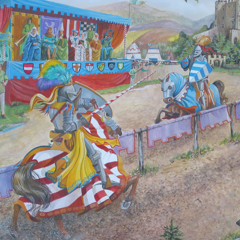 ritterturnier tempera illustration