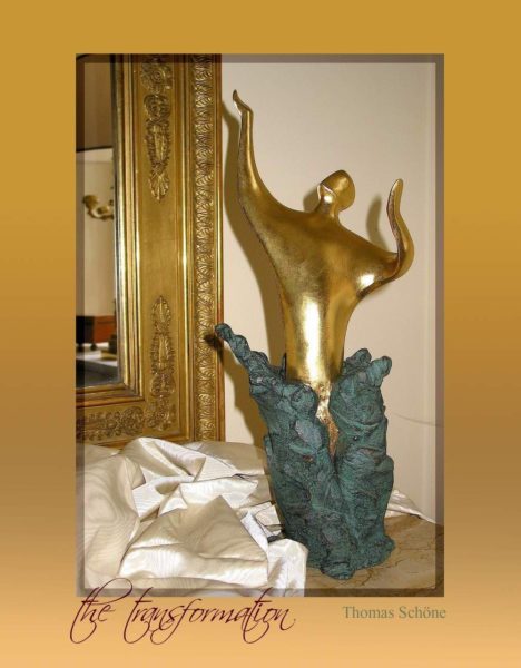Die Wandlung, Skulptur vergoldet, patiniert