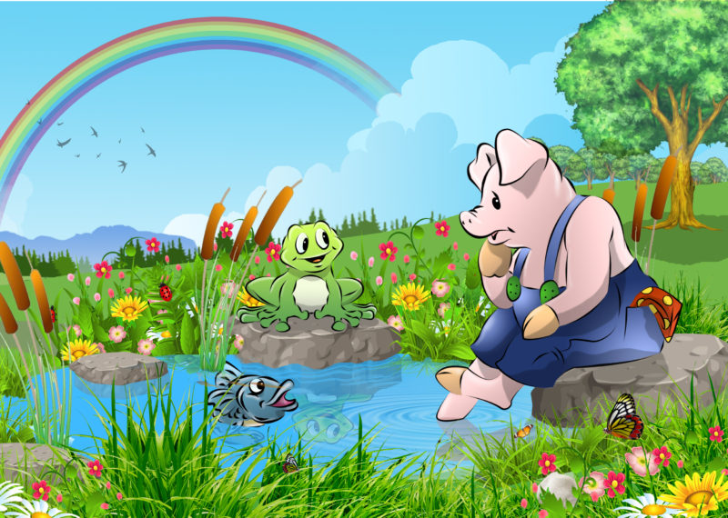 Das Schwein am Teich