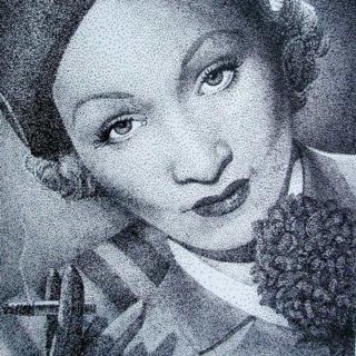 Marlene Dietrich in Tusche