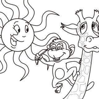 Tiere-digital: „Giraffe und Hase zum Ausmalen“